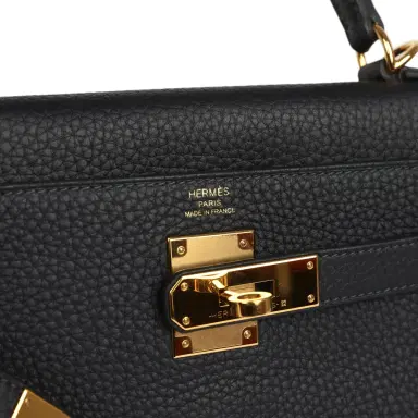 HERMÈS Pre-owned Hermes Kelly Retourne 28 Bleu Nuit Togo Gold Hardware | Thumbnail 7 HERMÈS Pre-owned Hermes Kelly Retourne 28 Bleu Nuit Togo Gold Hardware | Thumbnail 7
