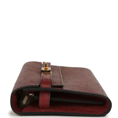 HERMÈS Pre-owned Hermes Kelly Wallet To Go Rouge H Ostrich Gold Hardware | Thumbnail 5