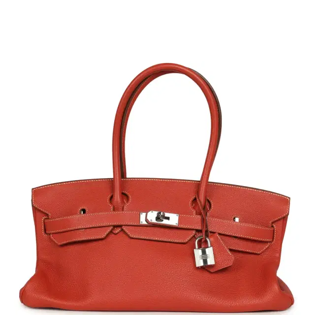 HERMÈS Vintage Hermes Shoulder Birkin 42 JPG Sanguine Togo Palladium Hardware