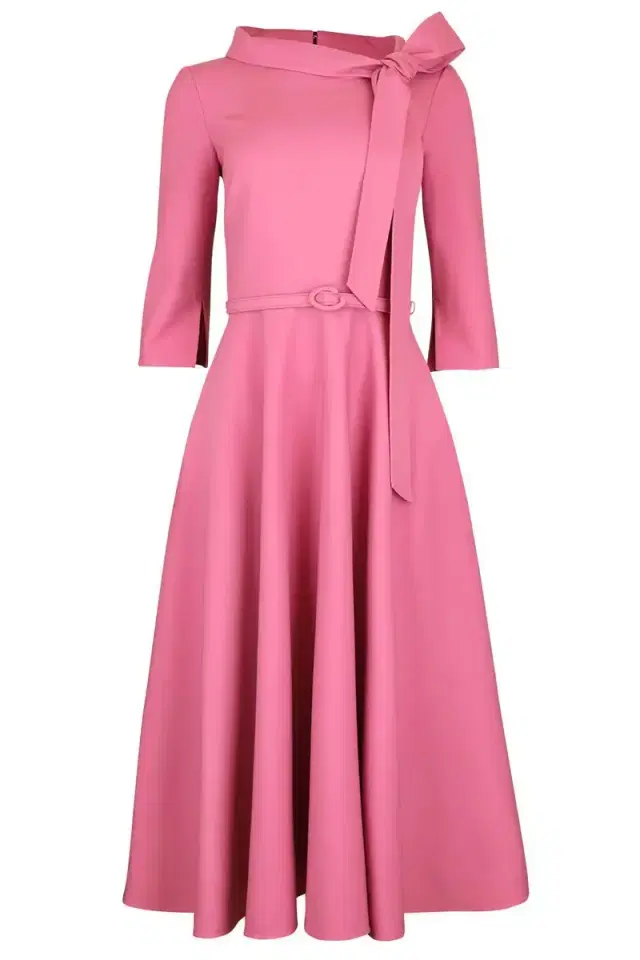 Oscar de la Renta Tie Neck Midi Dress