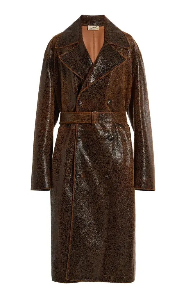 Sanderlak Belted Leather Trench Coat