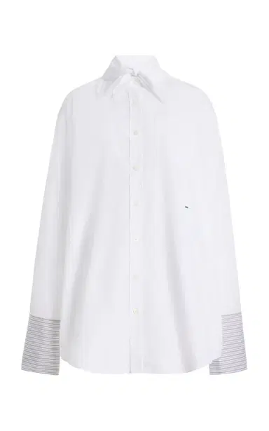 Prada Tie-Neck Cotton Shirt | Thumbnail 1 Prada Tie-Neck Cotton Shirt | Thumbnail 1