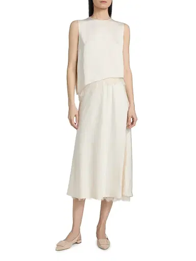 Vince Women's Asymmetric Satin Lace-Trim Top | Thumbnail 2 Vince Women's Asymmetric Satin Lace-Trim Top | Thumbnail 2