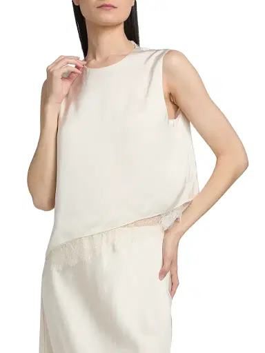 Vince Women's Asymmetric Satin Lace-Trim Top | Thumbnail 3 Vince Women's Asymmetric Satin Lace-Trim Top | Thumbnail 3