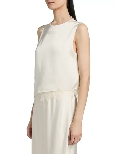 Vince Women's Asymmetric Satin Lace-Trim Top | Thumbnail 4 Vince Women's Asymmetric Satin Lace-Trim Top | Thumbnail 4