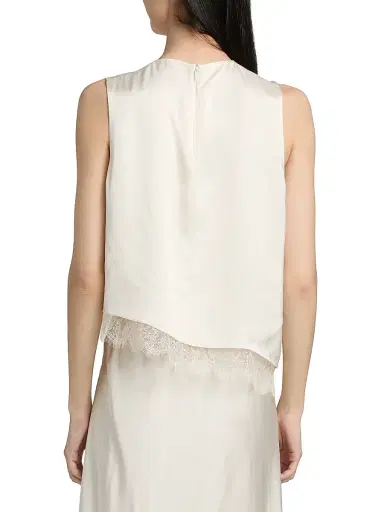 Vince Women's Asymmetric Satin Lace-Trim Top | Thumbnail 5 Vince Women's Asymmetric Satin Lace-Trim Top | Thumbnail 5