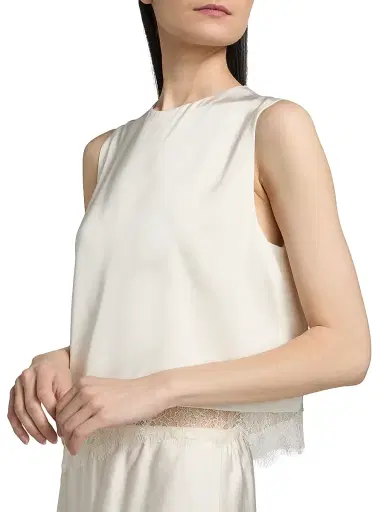 Vince Women's Asymmetric Satin Lace-Trim Top | Thumbnail 6 Vince Women's Asymmetric Satin Lace-Trim Top | Thumbnail 6