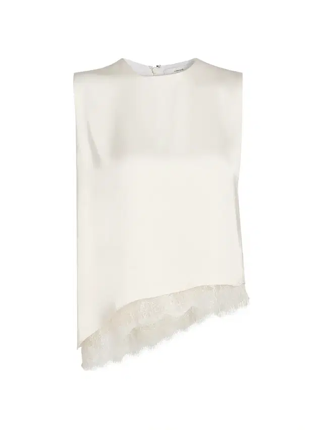 Vince Women's Asymmetric Satin Lace-Trim Top - Creme