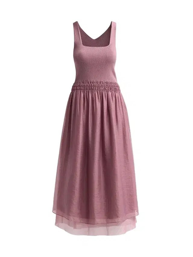 Women's Squareneck Mixed Media Midi Dress - Dusty Peony - Size XXS