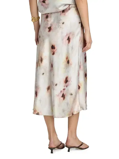 Vince Women's Watercolor Floral Slip Midi Skirt - Soft Peony - Size XXS | Thumbnail 5