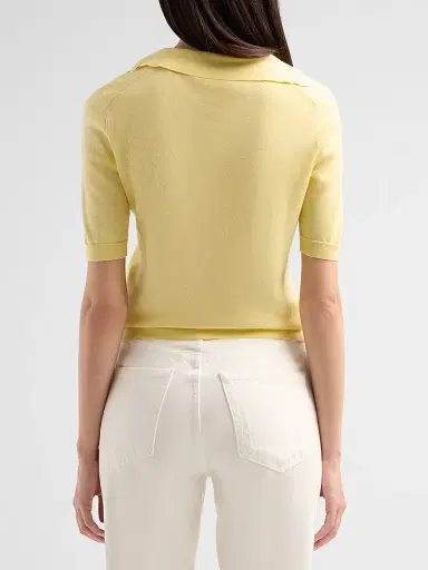 Vince Women's Tipped Cotton-Cashmere Knit Polo Top | Thumbnail 3