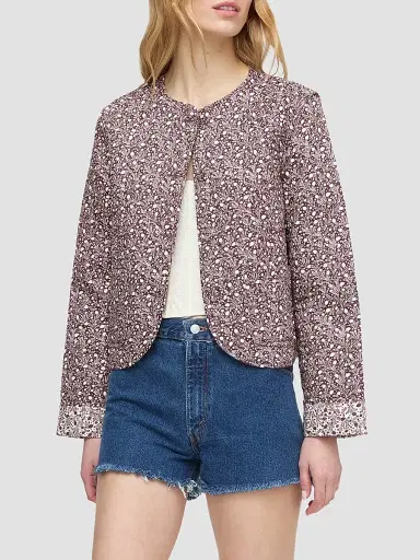 Hill House Home Women's The Cropped Rowan Jacket - Ditsy Thistle Brown - Size XXL | Thumbnail 3