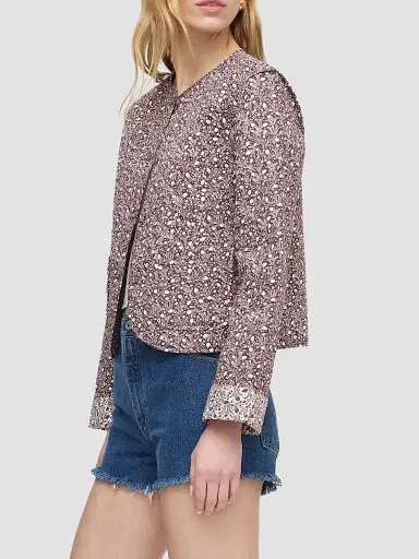 Hill House Home Women's The Cropped Rowan Jacket - Ditsy Thistle Brown - Size XXL | Thumbnail 4