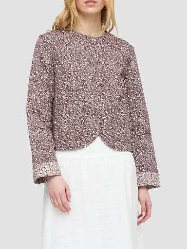 Hill House Home Women's The Cropped Rowan Jacket - Ditsy Thistle Brown - Size XXL | Thumbnail 6