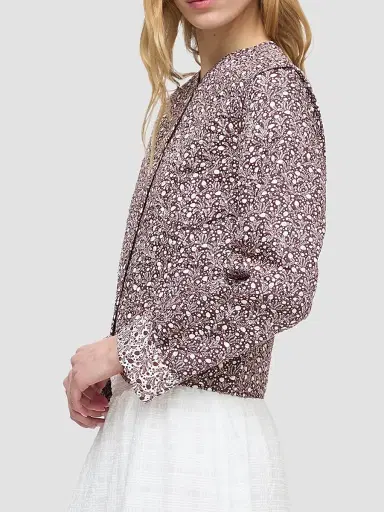 Hill House Home Women's The Cropped Rowan Jacket - Ditsy Thistle Brown - Size XXL | Thumbnail 7