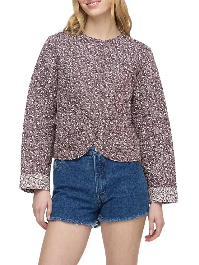 Hill House Home Women's The Cropped Rowan Jacket - Ditsy Thistle Brown