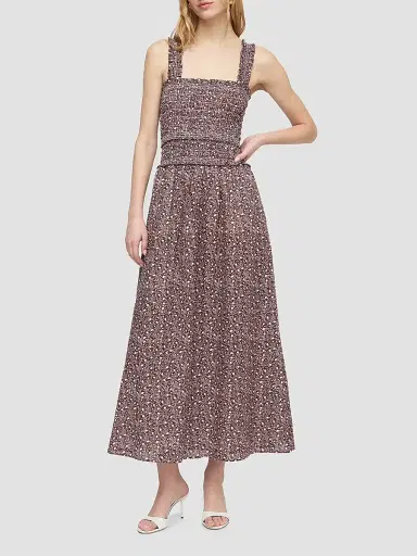 Hill House Home Women's The Azalea Maxi Nap Dress - Ditsy Thistle Brown | Thumbnail 2
