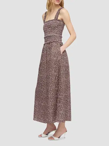 Hill House Home Women's The Azalea Maxi Nap Dress - Ditsy Thistle Brown | Thumbnail 3