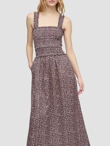 Hill House Home Women's The Azalea Maxi Nap Dress - Ditsy Thistle Brown | Thumbnail 7
