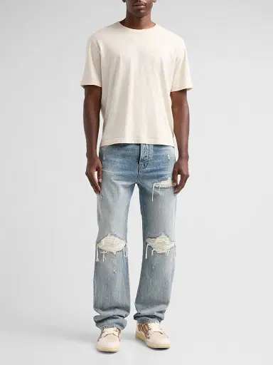 AMIRI Men's Mx1 Suede Moto Straight-Fit Jeans | Thumbnail 2 AMIRI Men's Mx1 Suede Moto Straight-Fit Jeans | Thumbnail 2