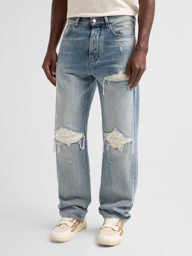 AMIRI Men's Mx1 Suede Moto Straight-Fit Jeans | Thumbnail 4 AMIRI Men's Mx1 Suede Moto Straight-Fit Jeans | Thumbnail 4