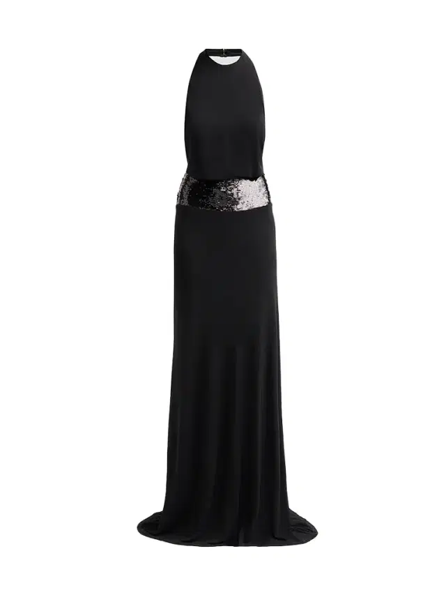 Ramy Brook Women's Theresa Sequined Halter Gown - Black