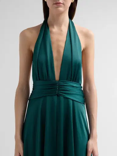 Ramy Brook Women's Jasmine Backless Plunging Halter Gown - Deep Emerald - Size 14 | Thumbnail 5 Ramy Brook Women's Jasmine Backless Plunging Halter Gown - Deep Emerald - Size 14 | Thumbnail 5