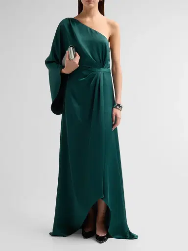Ramy Brook Women's Opal One-Shoulder A-Line Gown - Deep Emerald - Size 14 | Thumbnail 2