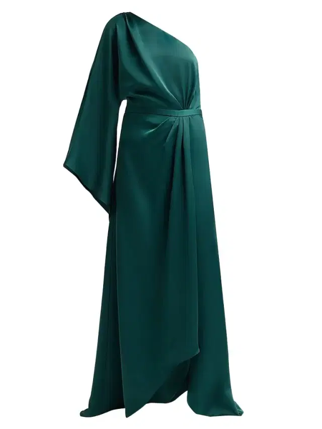 Ramy Brook Women's Opal One-Shoulder A-Line Gown - Deep Emerald