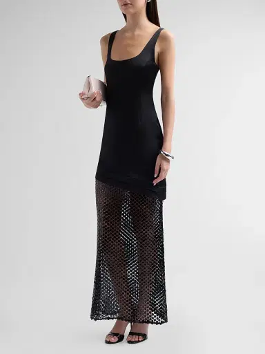 Ramy Brook Women's Blossom Mesh Gown - Black Mesh - Size 12 | Thumbnail 4