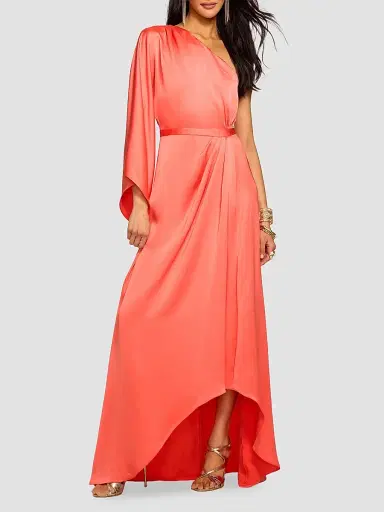 Ramy Brook Women's Opal One-Shoulder A-Line Gown - Coral - Size 12 | Thumbnail 3