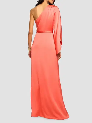 Ramy Brook Women's Opal One-Shoulder A-Line Gown - Coral - Size 12 | Thumbnail 4