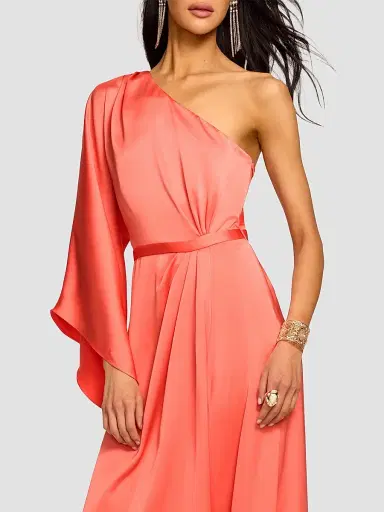 Ramy Brook Women's Opal One-Shoulder A-Line Gown - Coral - Size 12 | Thumbnail 5