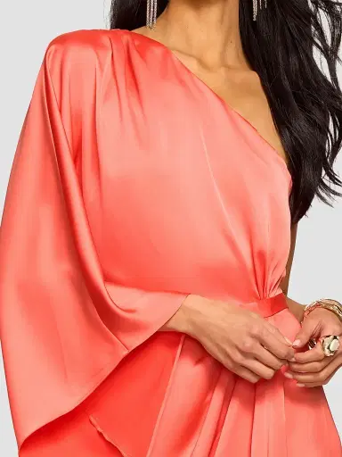 Ramy Brook Women's Opal One-Shoulder A-Line Gown - Coral - Size 12 | Thumbnail 6