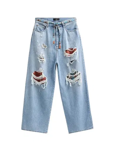 AMIRI Men's Flannel Repair Baggy Jeans | Thumbnail 1 AMIRI Men's Flannel Repair Baggy Jeans | Thumbnail 1