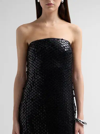 Ramy Brook Women's Angel Sequined Strapless Gown - Black Mesh - Size 14 | Thumbnail 5