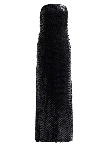 Ramy Brook Women's Angel Sequined Strapless Gown - Black Mesh - Size 14 | Thumbnail 1
