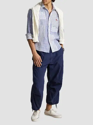 Polo Ralph Lauren Men's Patchwork Stripe Linen Button-Front Shirt - Newport Stripe Piecing | Thumbnail 2
