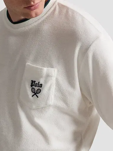 Polo Ralph Lauren Men's Relaxed-Fit Terry Short-Sleeve Sweatshirt - White | Thumbnail 5 Polo Ralph Lauren Men's Relaxed-Fit Terry Short-Sleeve Sweatshirt - White | Thumbnail 5