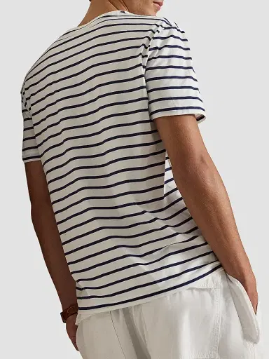 Polo Ralph Lauren Men's Striped Cotton Crewneck T-Shirt - White Newport Navy | Thumbnail 3
