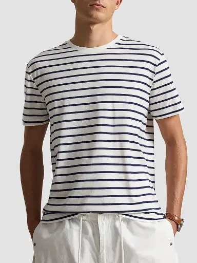 Polo Ralph Lauren Men's Striped Cotton Crewneck T-Shirt - White Newport Navy | Thumbnail 4
