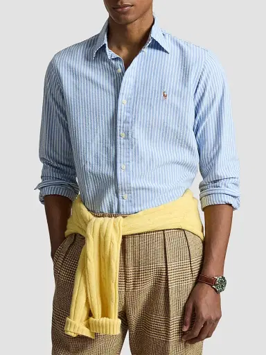 Polo Ralph Lauren Men's Seersucker Oxford Shirt - Blue White - Size XXL | Thumbnail 4