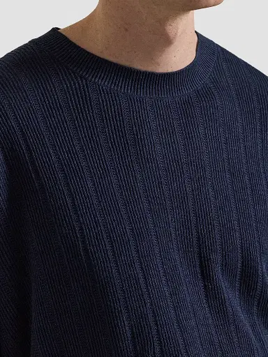 Polo Ralph Lauren Men's Linen Rib-Knit Crewneck Sweater - Newport Navy - Size XXL | Thumbnail 5 Polo Ralph Lauren Men's Linen Rib-Knit Crewneck Sweater - Newport Navy - Size XXL | Thumbnail 5
