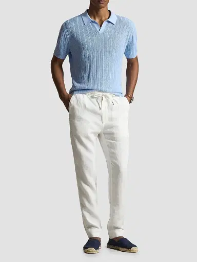 Polo Ralph Lauren Men's Linen Rib-Knit Short-Sleeve Polo Sweater | Thumbnail 2 Polo Ralph Lauren Men's Linen Rib-Knit Short-Sleeve Polo Sweater | Thumbnail 2