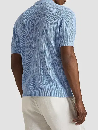 Polo Ralph Lauren Men's Linen Rib-Knit Short-Sleeve Polo Sweater | Thumbnail 3 Polo Ralph Lauren Men's Linen Rib-Knit Short-Sleeve Polo Sweater | Thumbnail 3