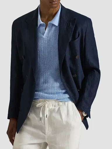 Polo Ralph Lauren Men's Linen Rib-Knit Short-Sleeve Polo Sweater | Thumbnail 6 Polo Ralph Lauren Men's Linen Rib-Knit Short-Sleeve Polo Sweater | Thumbnail 6