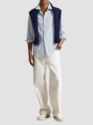 Polo Ralph Lauren Men's Seersucker Oxford Shirt - White Blue - Size XXL | Thumbnail 2