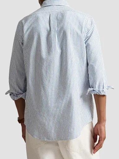 Polo Ralph Lauren Men's Seersucker Oxford Shirt - White Blue - Size XXL | Thumbnail 3