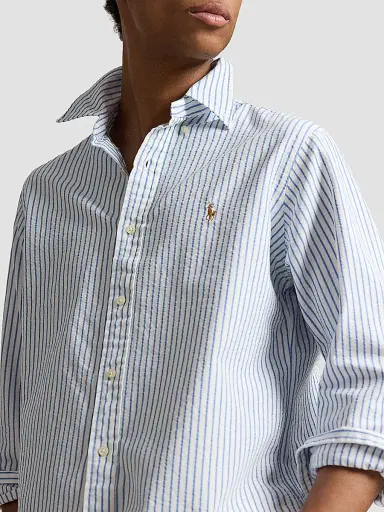 Polo Ralph Lauren Men's Seersucker Oxford Shirt - White Blue - Size XXL | Thumbnail 5