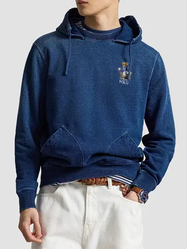 Polo Ralph Lauren Men's Polo Bear Indigo Terry Hoodie - Newport Bear Dark Indigo - Size XXL | Thumbnail 4 Polo Ralph Lauren Men's Polo Bear Indigo Terry Hoodie - Newport Bear Dark Indigo - Size XXL | Thumbnail 4